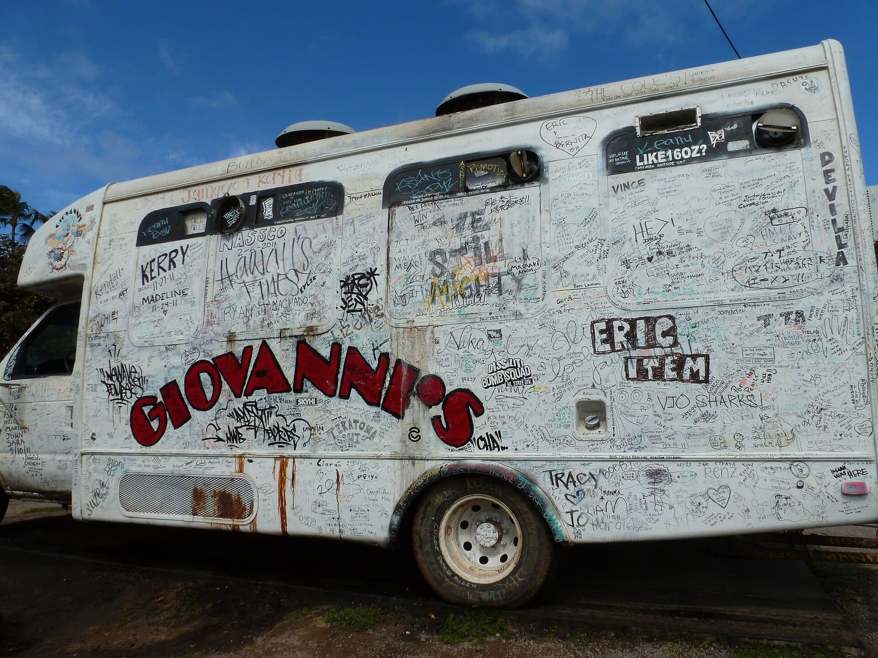 Giovanni’s graffiti-covered shrimp truck on Oʻahu’s North Shore