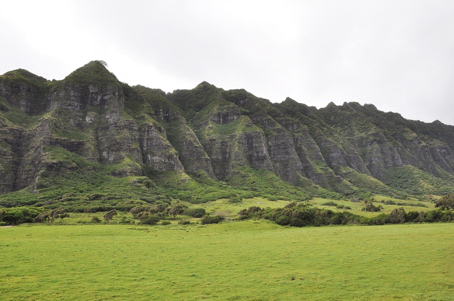 Green cliffs of Kaʻaʻawa Valley at Kualoa Ranch
