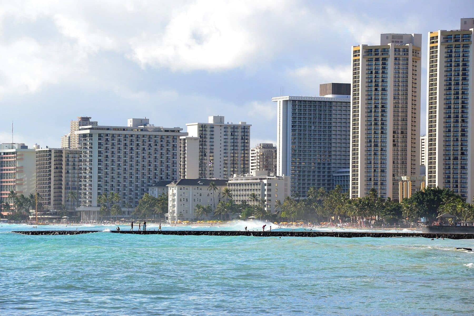 Waikīkī’s hotel skyline seen from the water