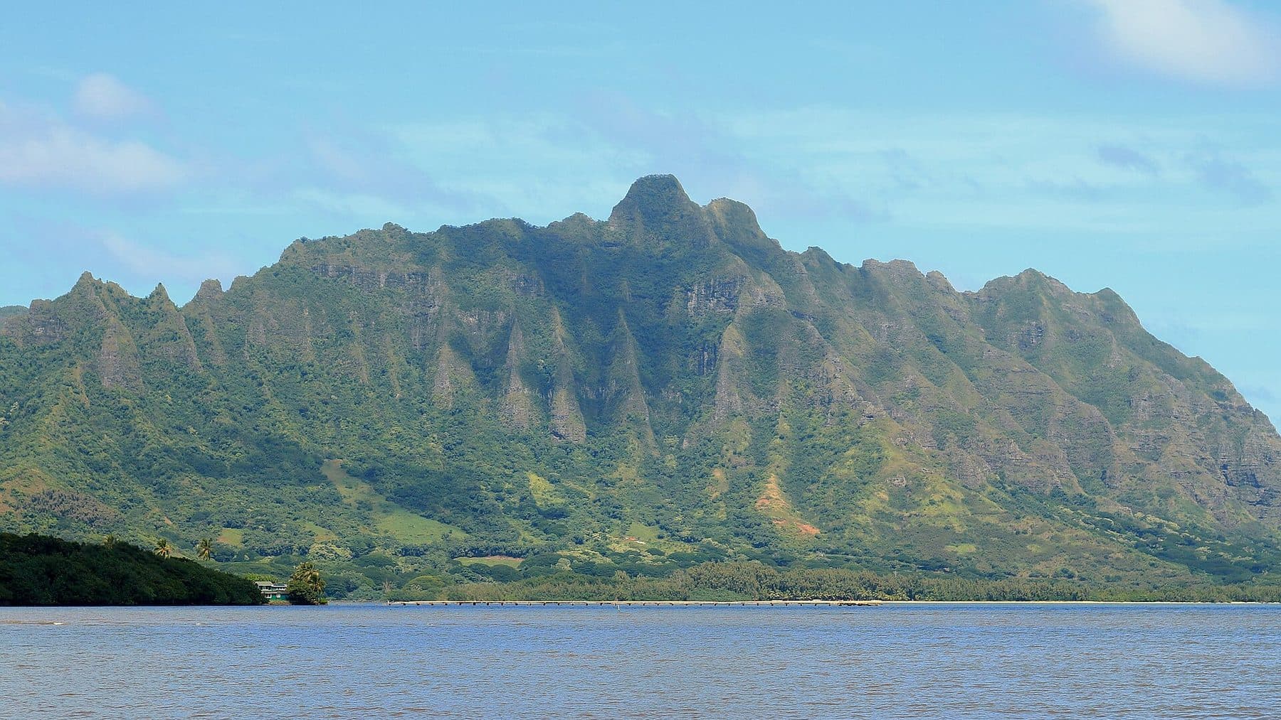 Kāneʻohe Bay below the ridges of Kualoa