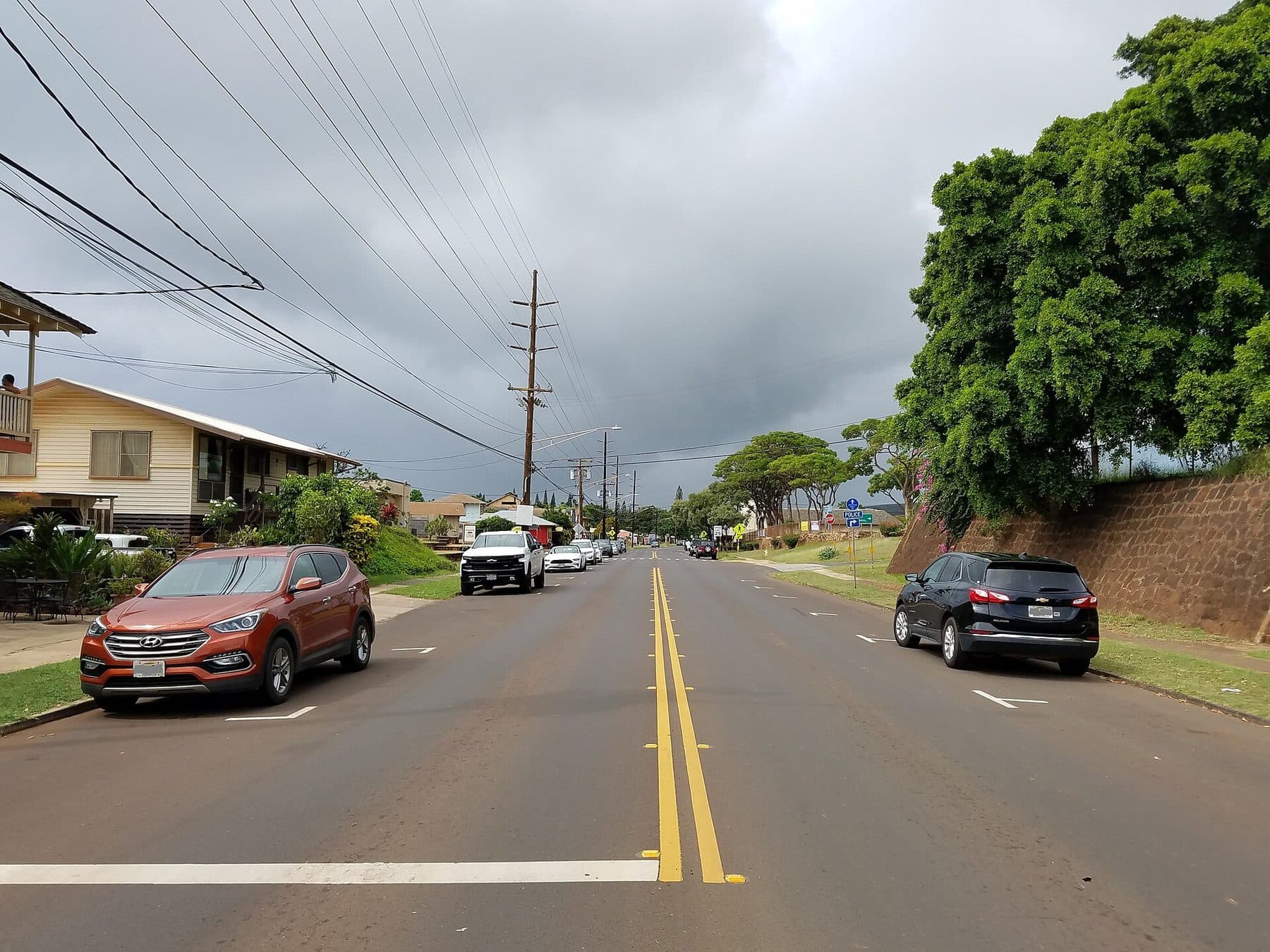 Kaumualiʻi Highway running through the town of Waimea on Kauaʻi’s west side